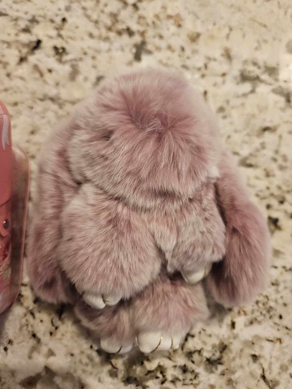 Plush Bunny Keychain Charm in Dusty Rose